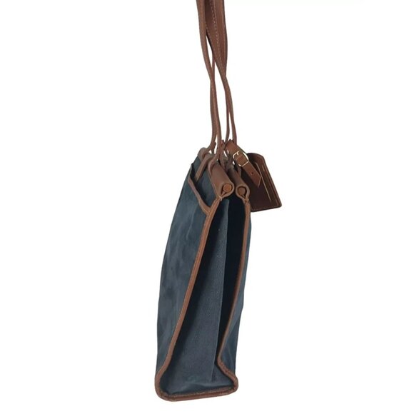 Protocol Womens Blue Brown Leather Inner Zip Pockets Shoulder Strap Bag - Picture 4 of 9